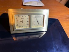Vintage Angelus Solid Brass Quartz Alarm clock & barometer