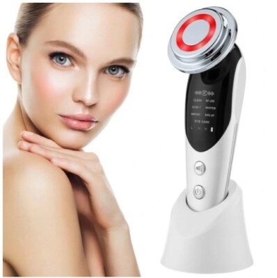 7-in-1 Face-Lift-Geräte EMS HF-Mikrostrom-Haut Verjüngung Gesichtsmassage weiss