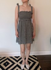 REFORMATION Dawson Dress Black Gingham Size M Orig. $198 NWT