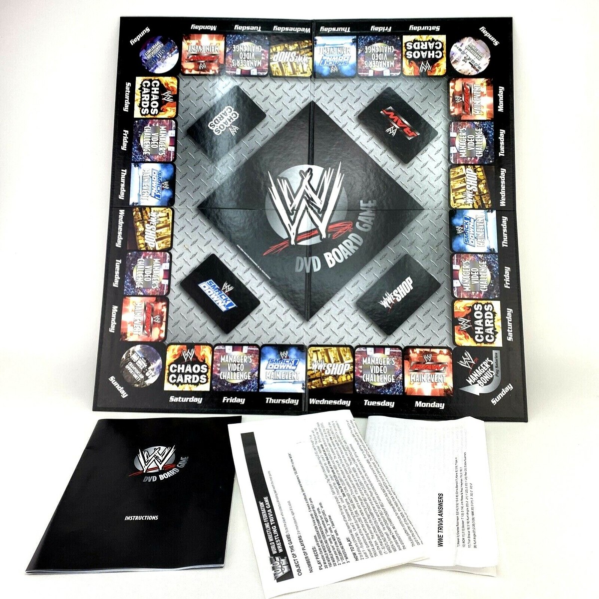 WWE DVD Board Game Smack Down Raw 2005 Replacement Board & Manual