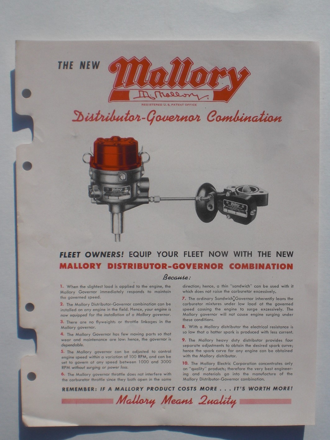 Mallory Electric Corp Combination & coils 1947
