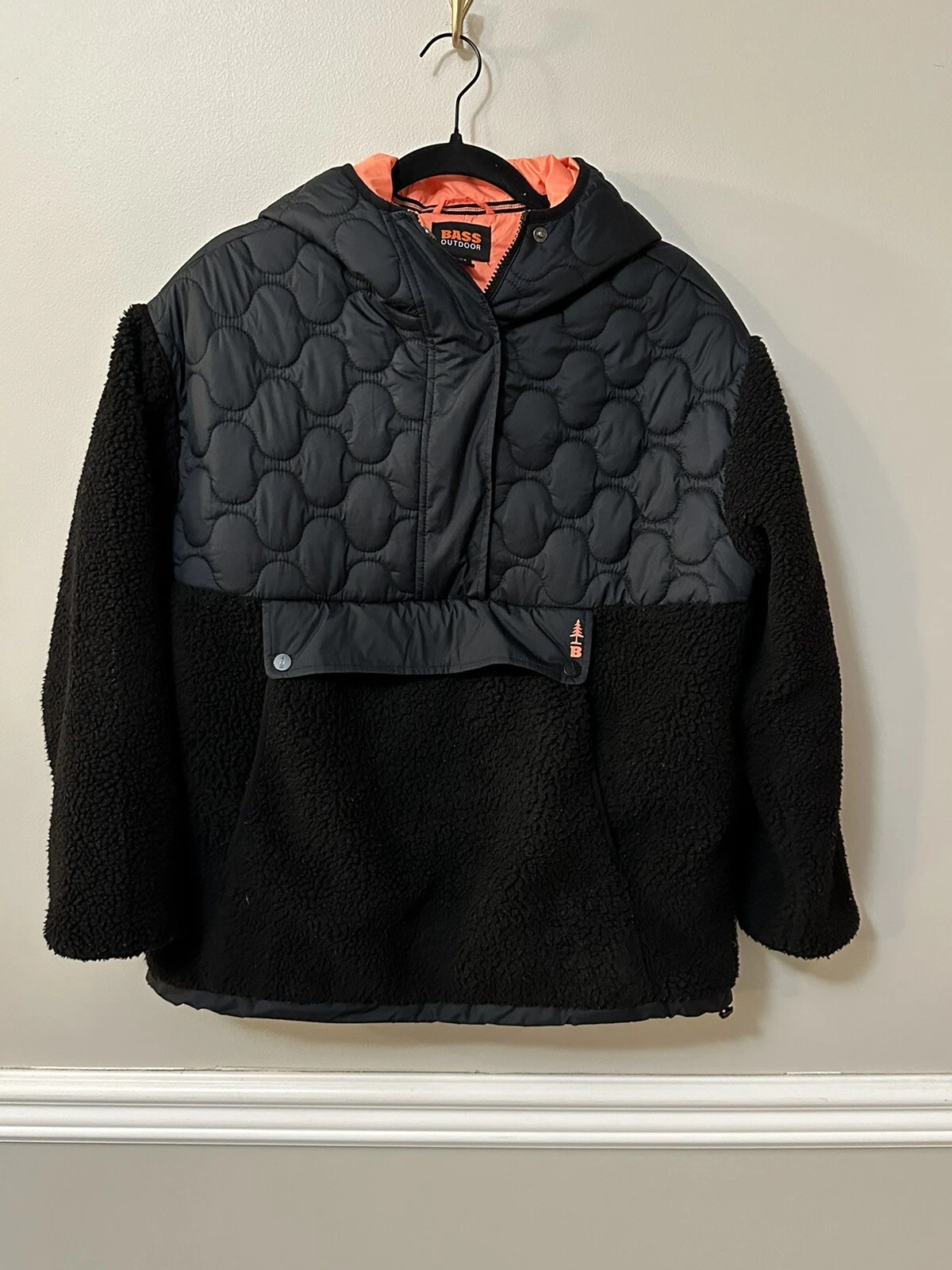 VETEMENTS Giacca sherpa trapuntata con cappuccio Bass Outdoor donna XS nera tecnica mista ripstop