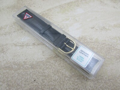 Vintage GUESS Strap Genuine Leather Watch Band Wristwatch Black 18MM X-LONG