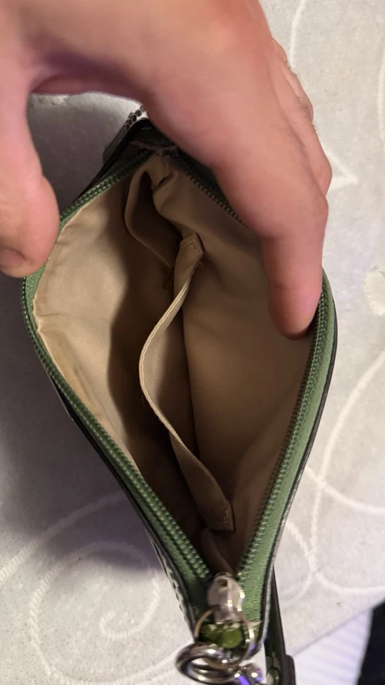 Coach Green Patent Leather Wristlet Clutch Bag - Image 3 of 3