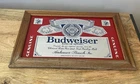 Vintage Budweiser King of Beers Framed Mirror Sign Bar Garage Man Cave Decor
