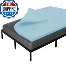 Treaton 3-Inch Gel Memory Foam Mattress Topper, Queen, Blue