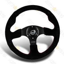 330mm Reinforced Black Suede Red Stitch Nrg Rst-012s-rs Racing Steering Wheel