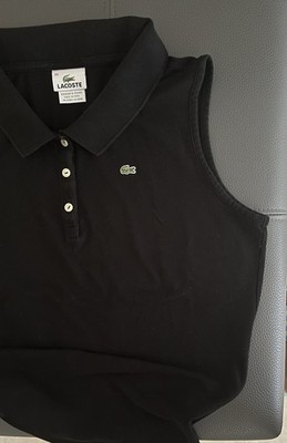 LACOSTE POLO SLEEVELESS SHIRT WOMEN SZ. 44 Black