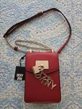 DKNY Elissa Pebbled Charm Mini Crossbody Bag Red NEW w TAG NWT