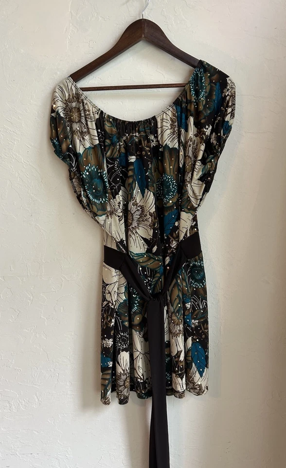 Top Babydoll Vintage Años 90 Y2K MM Hada Grunge Lechera 2X Plus Floral Brillo Foto 4 de 4