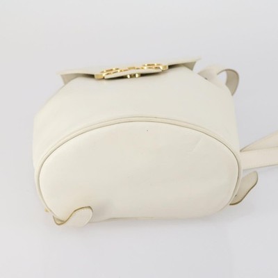 Salvatore Ferragamo Backpack Leather White Gold Auth 154163  display picture 1