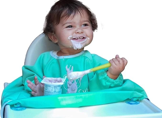 Babero Con Mangas Para Bebé - Impermeable, Con Bolsillo, Talla M (6 Meses A 3 Años)