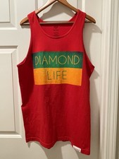 Diamond Supply Co Shirt Tank top Life Red Graphic Made In USA Men’s Large Flaw
