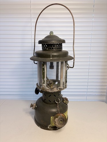 Vtg 1988 OD Green US Military S.M.P. Lantern W/Quadrant Glass UNTESTED AS IS