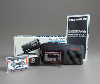 Olympus Pearlcorder S926 Microcassette Recorder OVP Box Anleitung 3 Kassetten