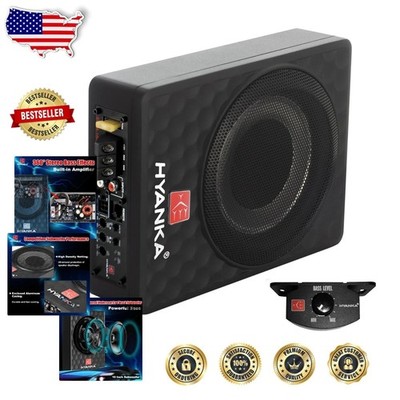 Compact 10 Inch Powered Underseat Subwoofer, 120W RMS Amp, Deep Bass Upgrade