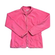 Lilly Pulitzer Pink Fleece Full Zip Jacket Palm Tree Logo Mock Neck Size M