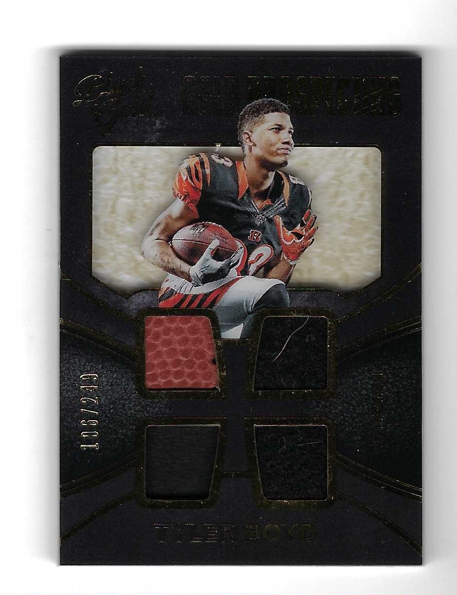 Tyler Boyd Panini Black Gold Gold Prospecting Quad Materials #GQ3 Base