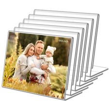 6 Pack 6x4 Inchs Clear Acrylic Self Standing Photo Frames Desktop Display