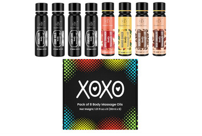 XOXO 8-Pc Flavored Body Massage Oils Set - Natural Aromas for Men & Women