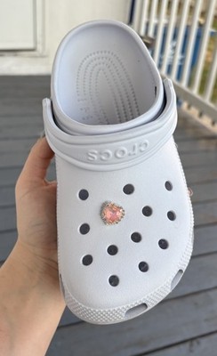 Peach Colored Heart Rhinestone Shoe Charm