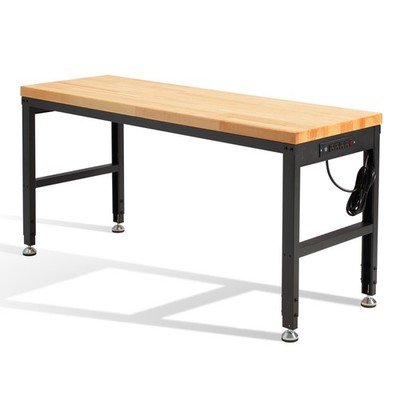 HABUTWAY Height Adjustable Workbench, 60''x20'' 2000 Lbs Capacity Solid Wood Work