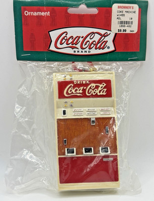 Coca-Cola Vending Machine Ornament NIP Kurt Adler Wood Panel Vintage Coke