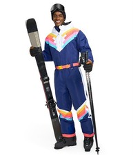 Tipsy Elves Men's Ski Snow Suit Santa Fe Shredder Navy Small Insulated
