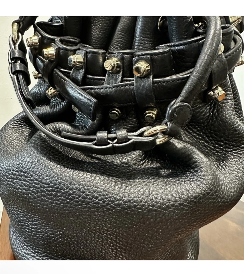 Alexander Wang Diego Studded Bucket Bag Pebbled Leather Black - Image 3 of 4