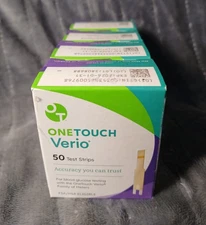 ONETOUCH Verio Test Strips - 200 C0UNT (4 boxes x 50 ea) Exp 01/31/2026