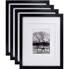 11x14 Picture Frames Set of 4, Made of Solid Wood Covered by Plexiglass 5x7 a...