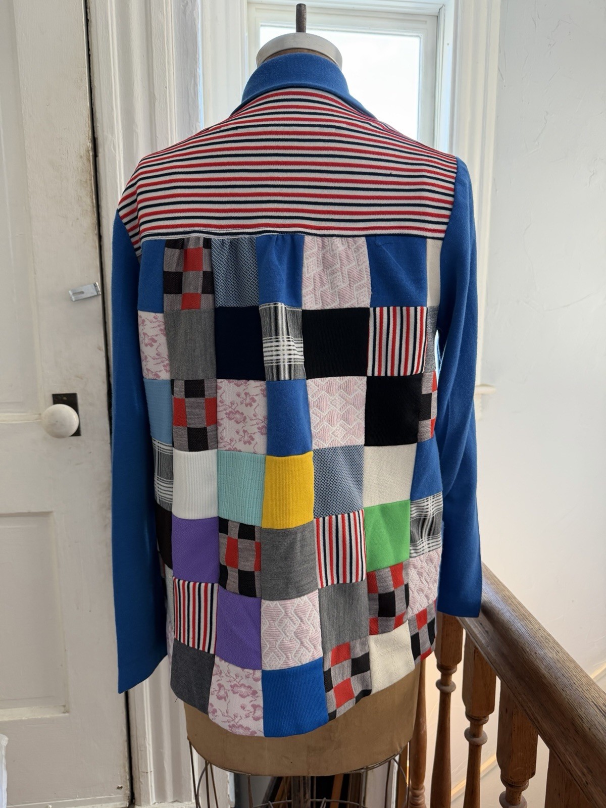 Vintage Polyester Patchwork Blazer 60-70's Boho G… - image 4