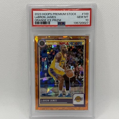 LeBron James 2023-24 Panini Premium Stock Orange Ice Prizm /125 PSA GEM MINT 10