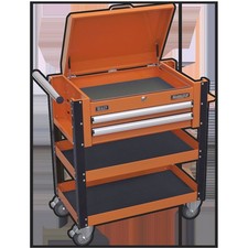 Sealey AP760MO 2 Locking Drawers &2 Shelves Mobile Orange Tool Trolley Box Chest
