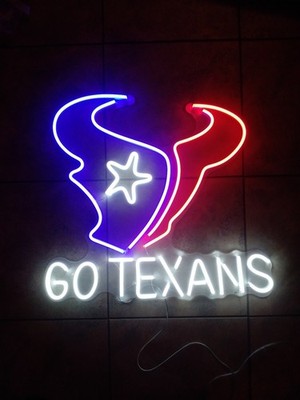 16''x14'' Houston Texans Go Texans LED Neon Sign With Dimmer USB Powered Light