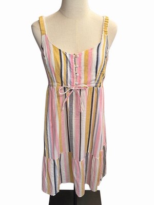 NWOT Seraphine Maternity Sun Dress Women s 4 Cotton Blend Multicolor Stripes