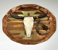 Vintage Hand Made Bull Steer Skull Wall Hanging Rustic Southwest Decor