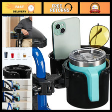 2-in-1 Wheelchair Cup Holder Storage Box, Drink Holder for Walker, Stroller, G
