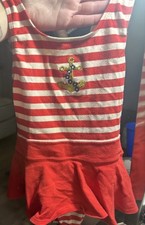 Vintage Basic Editions Girls Swimsuit Size 5 Red White Striped Anchor Skirted