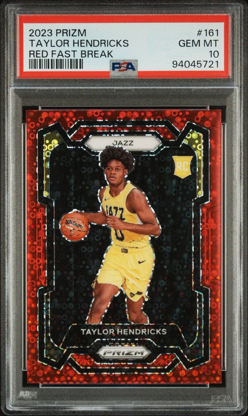 2023 Panini Prizm Taylor Hendricks Red Fast Break /100  #161 Gem PSA 10 Rookie