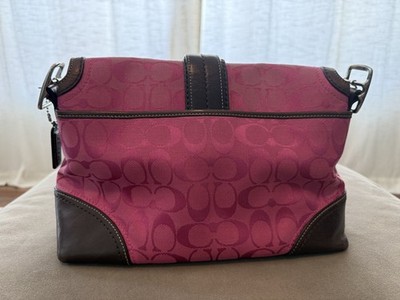 Vintage Coach Y2K Pink/Brown Signature Canvas Hampton Shoulder Bag