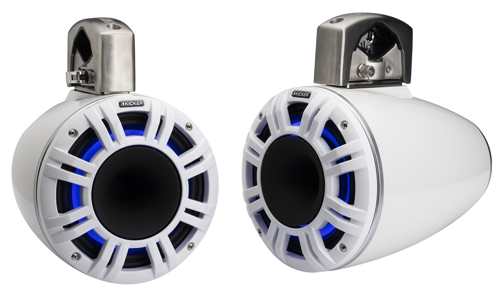 4) Kicker 51KMTCXL8W 8" White Marine Wakeboard Tower Speakers+Receiver+Amplifier