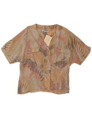 Style&Co Damen Kurzarm Shirt Bluse IT 46 Large Beige Blumen Viskose LG18