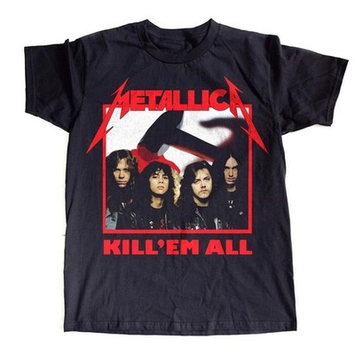 Metal Kill Em All Album Members Black Reprint Unisex T-Shirt S-5XL