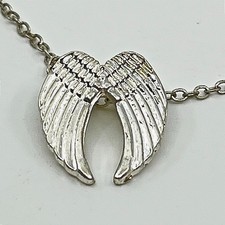 VTG Y2K Silver Tone Angel Wings Pendant Necklace Retro Celestial Boho Jewelry