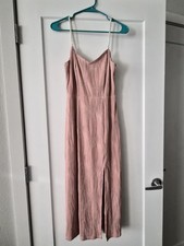 Rihoas Pink Midi Dress with Faux Pearl Straps Size Extra Small