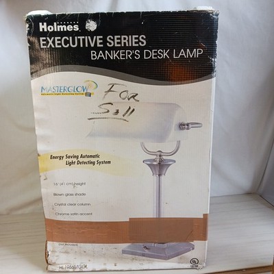 Holmes Executive Series Bankers Desk Lamp Master Glow White Silver Clear NEW