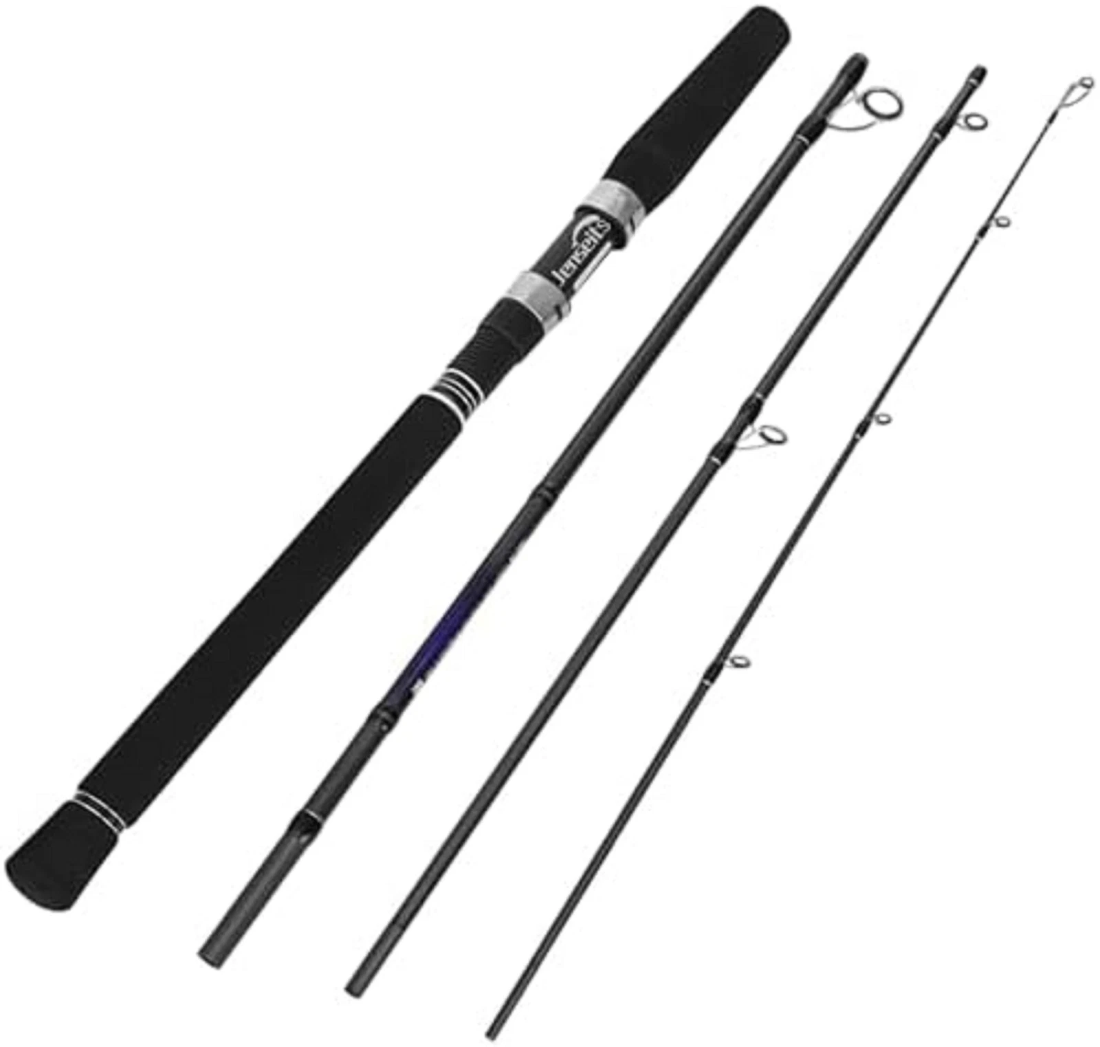 4-Piece Travel Spinning Fishing Rod, 4Piece-Spin-7'0"-H-MFast, black