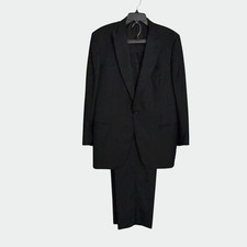 Ermenegildo Zegna Tuxedo Mens 46R 38x32 Roma Black Wool Peak Lapel Italy