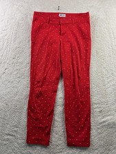 Old Navy Pixie Pants Womens 6 Red White Polka Dot Slim Fit Stretch Ankle Classic